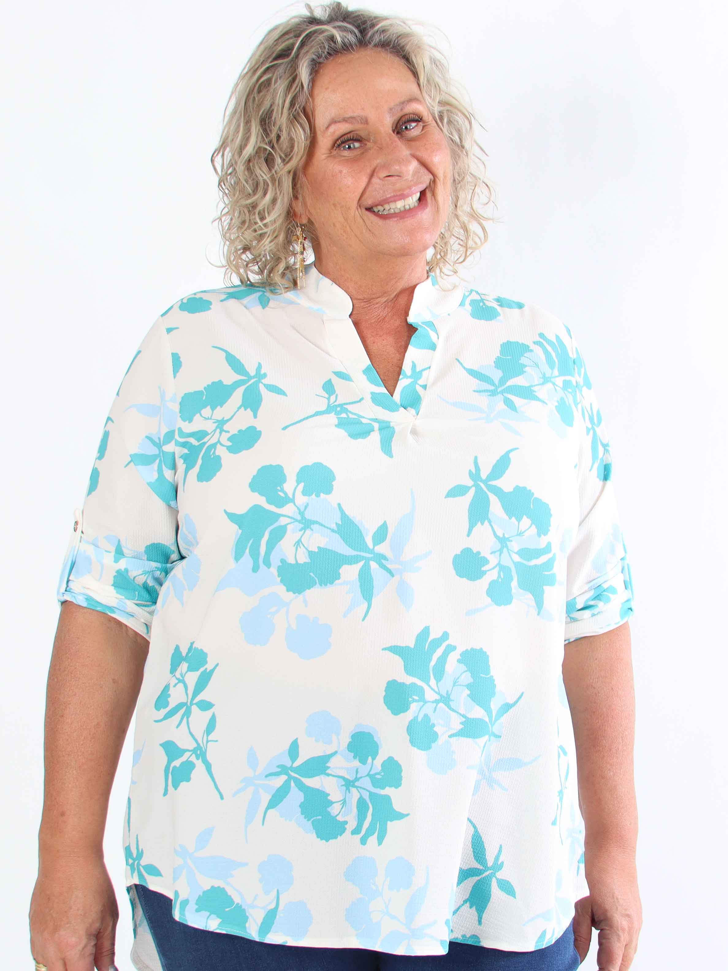 Vanesa Leaf - Let plus size tunika i viskose med bladmotiver